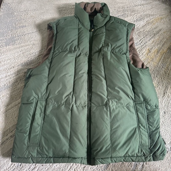 Eddie Bauer Goose Down Reversible Insulated Puffer Vest Green Brown XL long - Picture 7 of 9